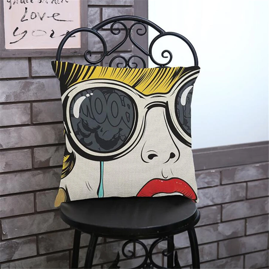 Pop Art Decoratve наволочки для дивана из хлопка и льна бархатная наволочка с мультяшным