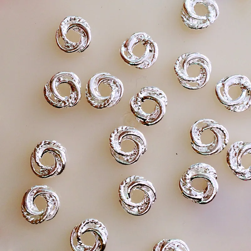 10 шт./лот 7*7 мм Золотой и Серебряный круг 3D дизайн металлический сплав украшения