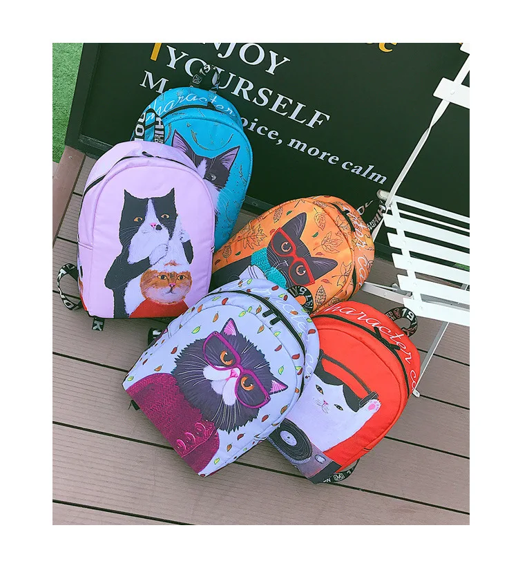 Принт прекрасная кошечка студенческий рюкзак школьные сумки для подростков