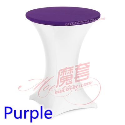 

Purple Colour Spandex Top Cover For Round Cocktail Lycra Tablecloth Wedding Banquet And Party Cocktail Table Decoration On Sale