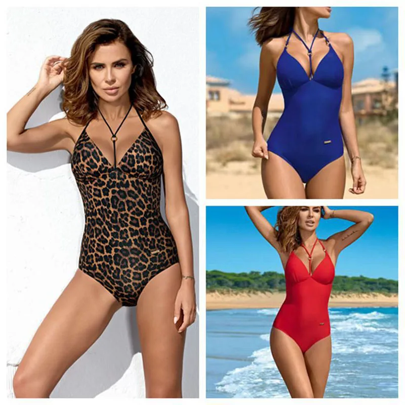 2019 сексуальный цельный купальник бикини женский с пуш-ап леопардовое кольцо