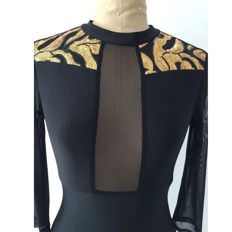 2017 зимнее облегающее платье с длинным рукавом женское круглым вырезом расшитое