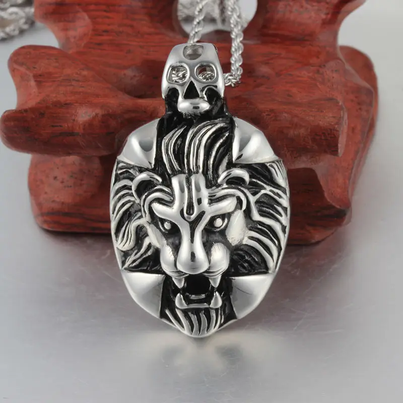 2018 панк мужские настоящие колье ожерелье Макси Мода для головы льва кулон