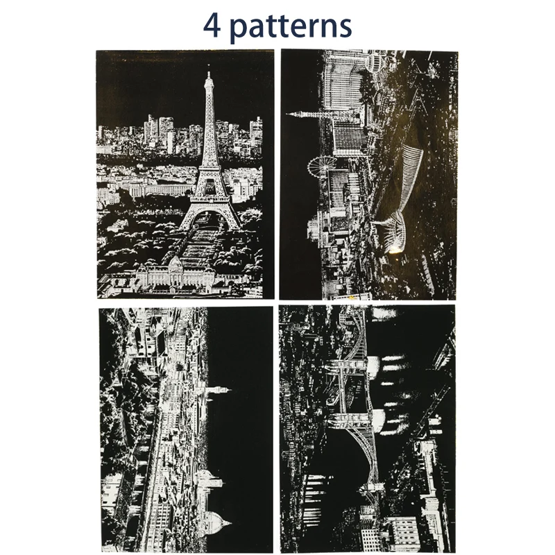 4 шт./лот бумага для рисования с изображением города художественная живопись
