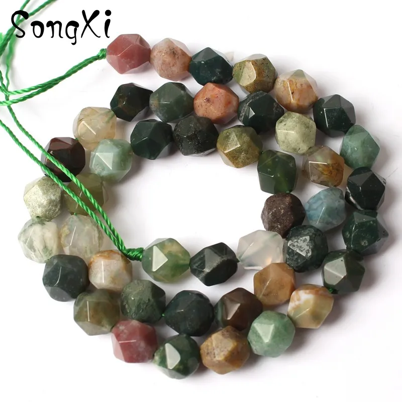 Wholesale Faceted Indian Agates Beads For Jewelry Making Natural Stone Bead Fit DIY Necklace Bracelet Jewellery 6 8 10 MM 15'' |
