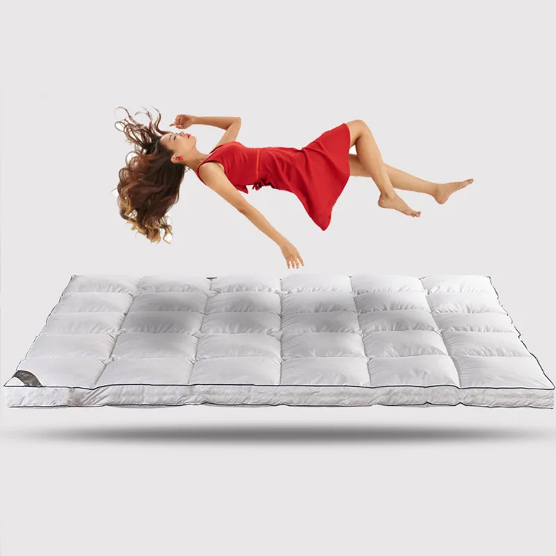 10 см толстый Ультра мягкий гусиный пух наполнитель матрас двойного