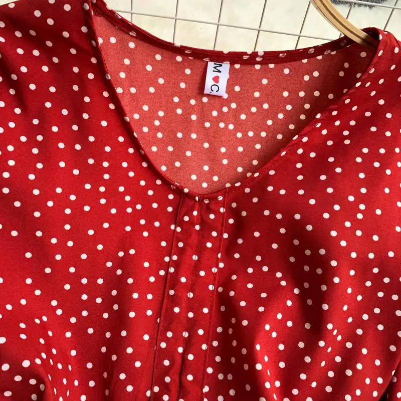 2019 новые модные женские платья ретро точка v образным вырезом расклешенные