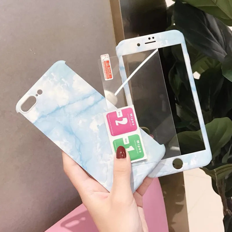 FTAIDKJ 360 градусов Полная защита тела мрамор камень жесткий чехол для iphone 8 iPhone X 6S 6 7