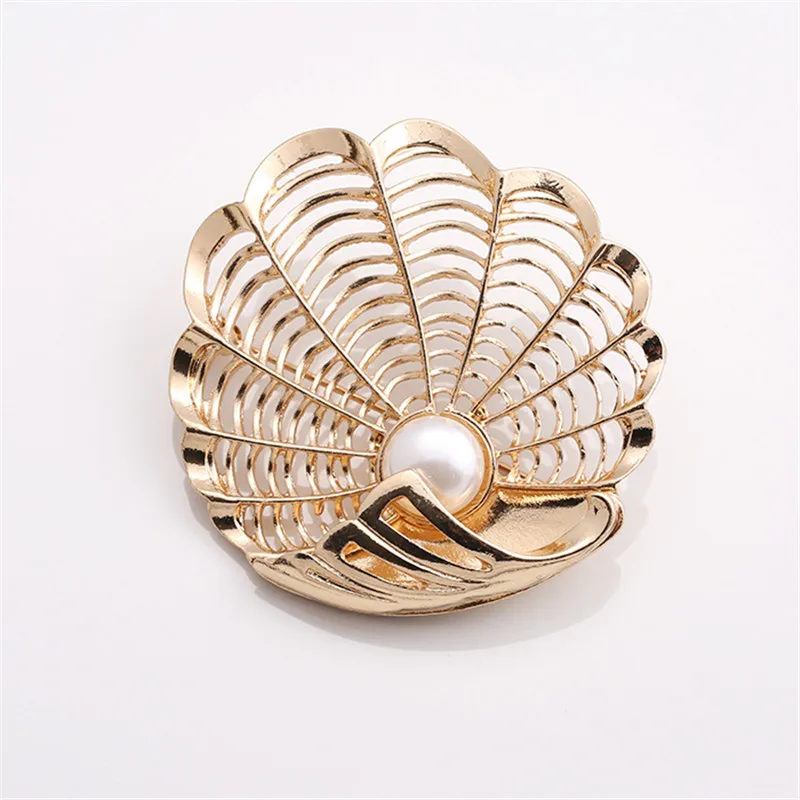 Free shipping Couple Accessories Golden shell modeling Imitation pearl for decoration brooch pins fashion girl woman jewelry | Украшения и