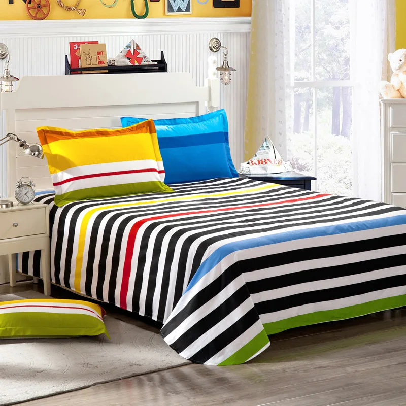 100% хлопок Радуга Красочные Тонкие полосы кровать одеяло покрывало простыня