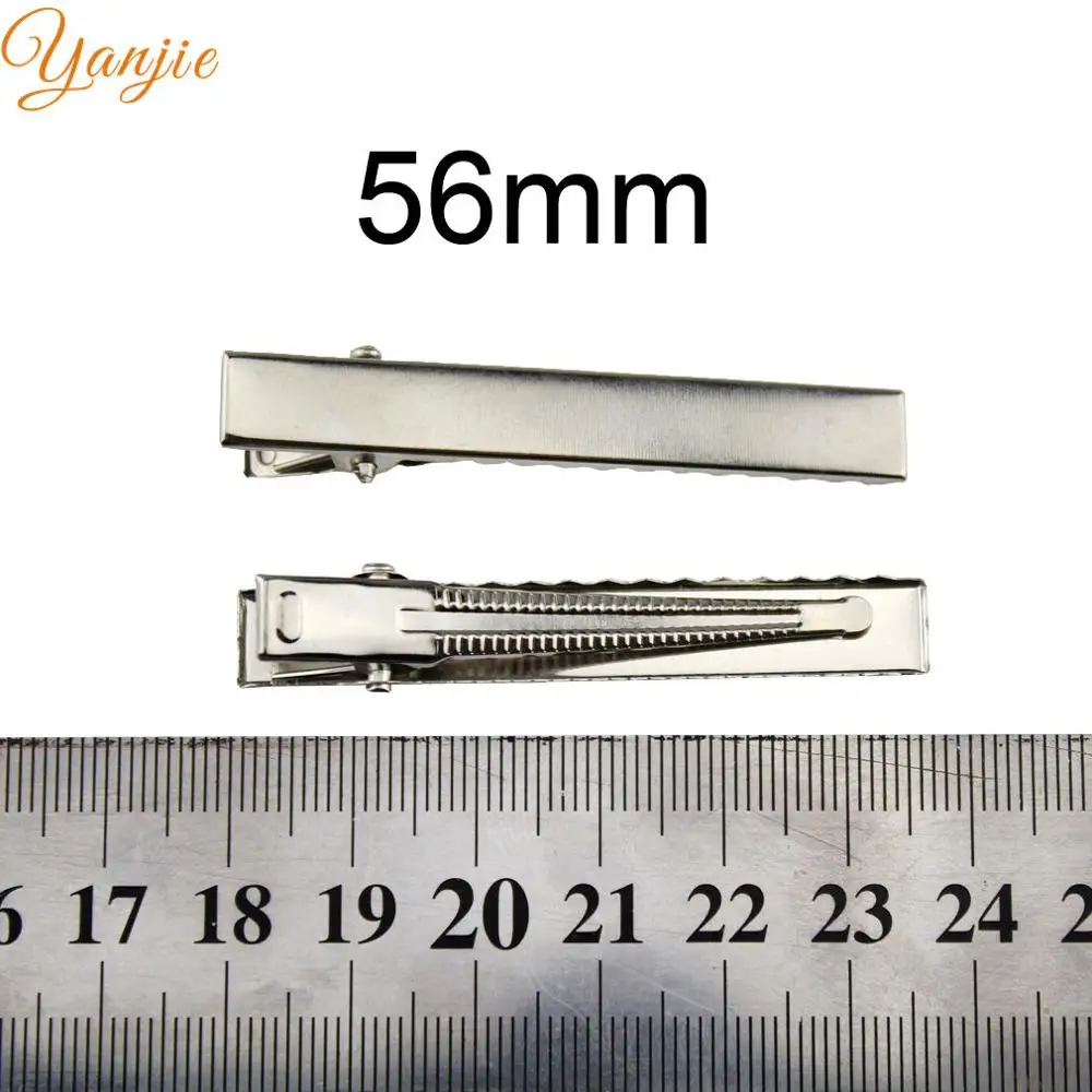 56mm 100 шт./лот, один зубец, крокодил, заколки с зубами, бутиковые заколки для волос, заколки для волос DIY, бант для волос/аксессуары - Цвет: 56mm