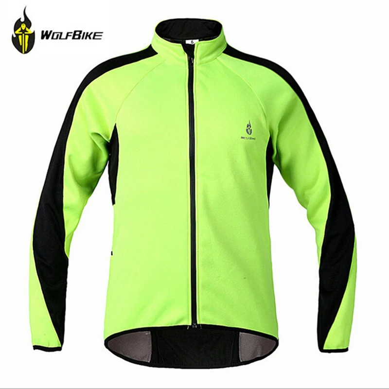 

WOLFBIKE Fleece Thermal Cycling Bicicleta Jersey Winter Outdoor Sports Jacket Windproof Wind Coat Bicycle Cycle Wear Clothing