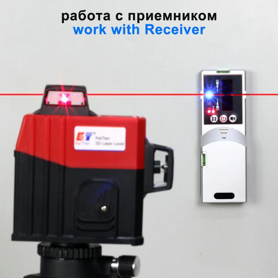 Kaitian Nivel лазерный нивелир Штатив Профессиональный самонивелирующийся горизонтальный и вертикальный мощный 360 Кронштейн Красный 3D лазеры линия и приемник