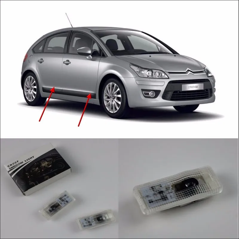 Двери автомобиля проектор Ghost Shadow светильник s для Citroen C4 2004 предоставлено дверные рамы лампа/логотип бренда светодиодный проектор Добро пожаловать светильник