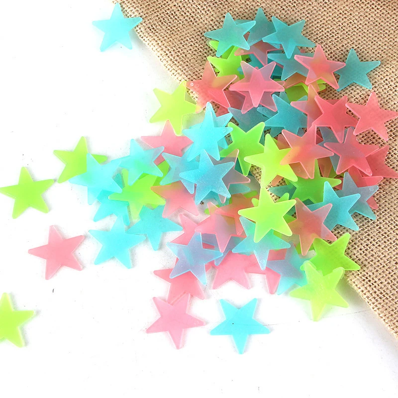 3D luminous DIY stars wall stickers 50pcs TV paper decorative painting PVC fluorescent 3CM decor bedroom | Дом и сад
