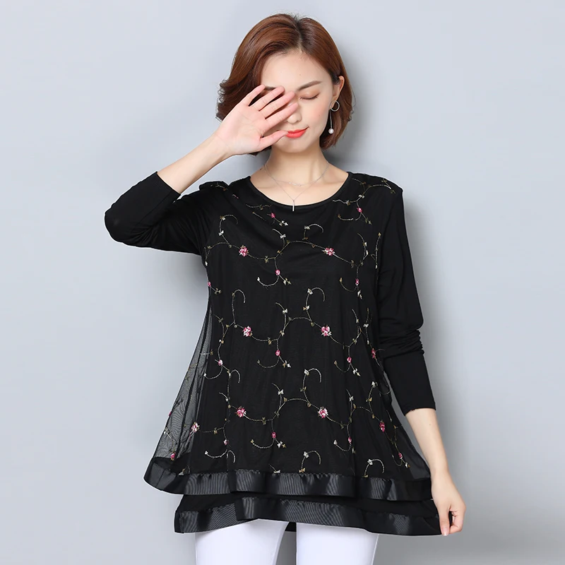 Женские Блузки Рубашки 2021 модная шифоновая блузка кружевные с вышивкой в виде