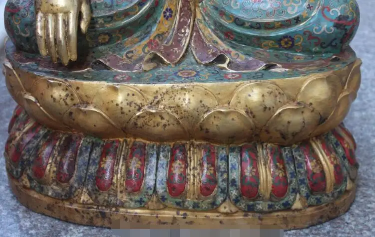 S5221 32 &quotБронзовый свинка перегородчатой эмали Шакьямуни Будда Амитабха