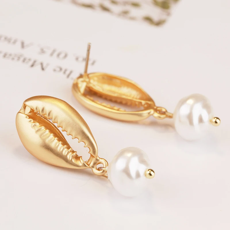 Винтажная оболочка Длинные панковские висячие серьги богемные неровный жемчуг