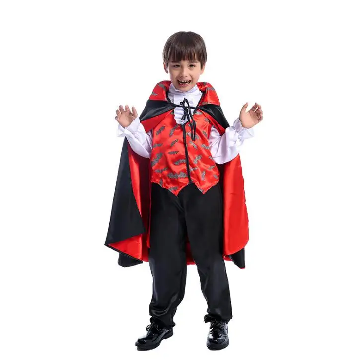 Vampire Costume Высокое качество; карнавальные вечерние костюмы на Хэллоуин для детей; готический костюм вампира графа Дракулы; фантазия; Костюм Принца вампира для мальчиков - Цвет: Vampire Costume