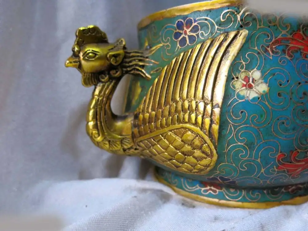 China bronze gold Cloisonne carved Beautiful phoenix figure Incense burner | Дом и сад