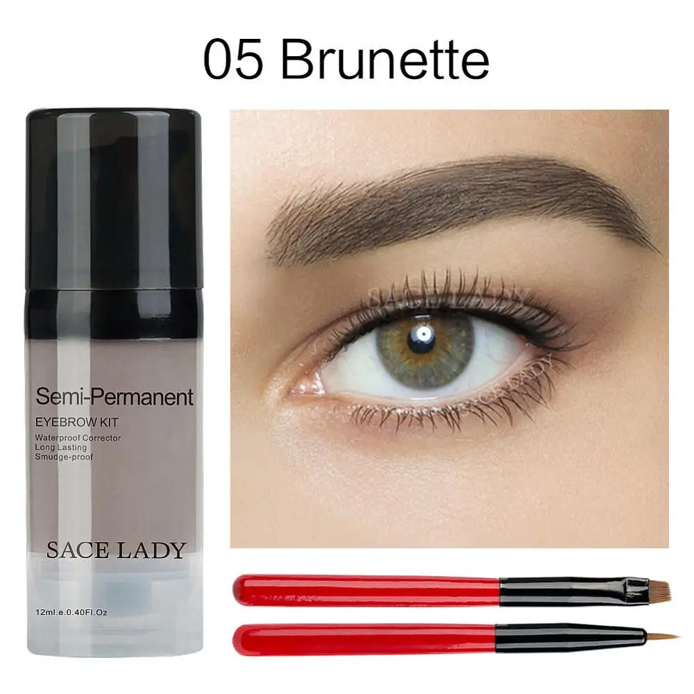 05 Brunette Set SACE LADY, водостойкая краска для бровей, гель для макияжа, 6 цветов, набор помадных кистей, черный, для бровей, натуральный усилитель, карандаш, набор, воск - Цвет: 05 Brunette Set