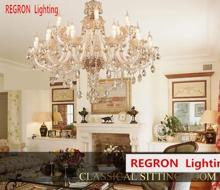 Romantic wedding Chandeliers led Candle Holders Champagne Crystal Chandelier For Bedroom Hotel Villa dining room light lustres | Лампы и