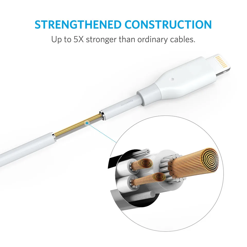 Anker кабель Lightning/USB 3ft/6ft USB Зарядное устройство 1 8 м/0 9 м для iPhone MFI Сертифицированный