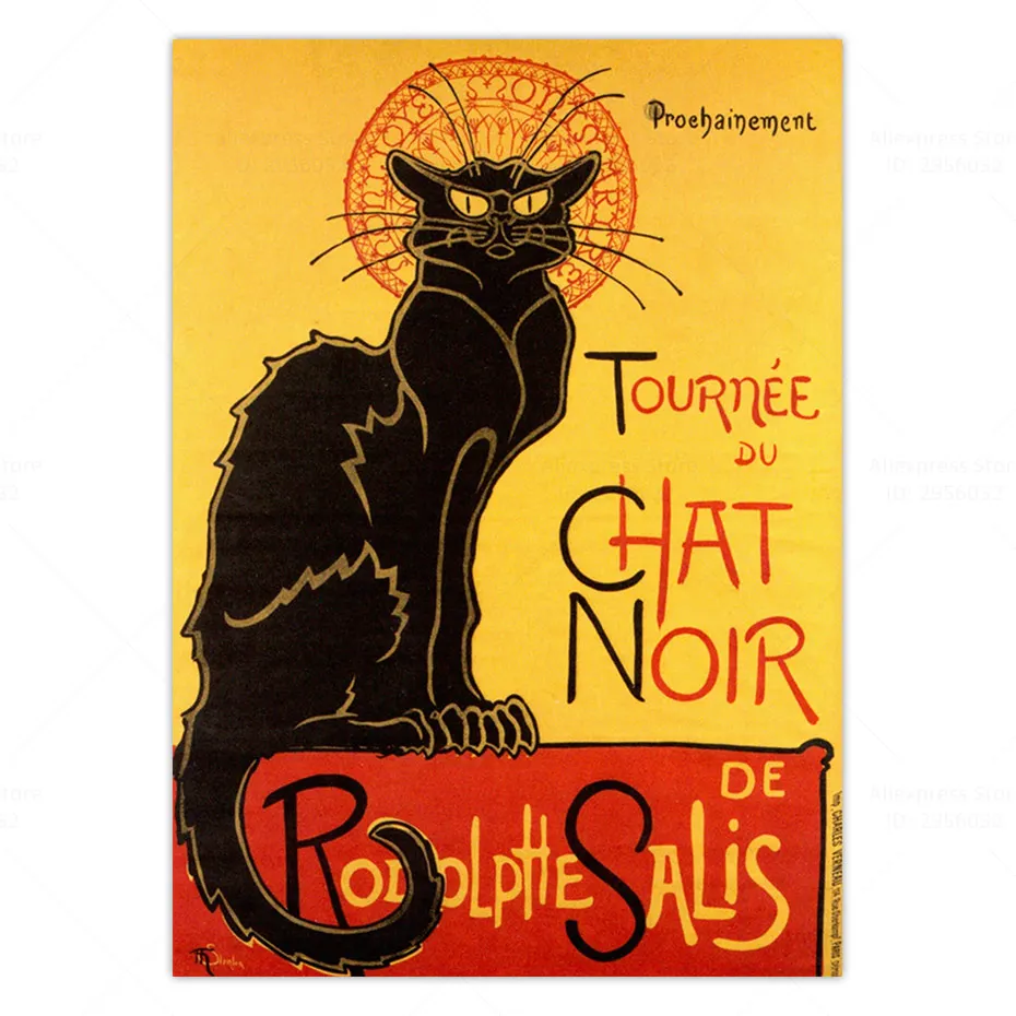 picture 1 Tournee du Chat Noir Theophile александрэ штайнлен Ле чат Нуар Черный Кот Печать на холсте плакат стены Искусство домашний Декор картина искусство - Цвет: picture 1