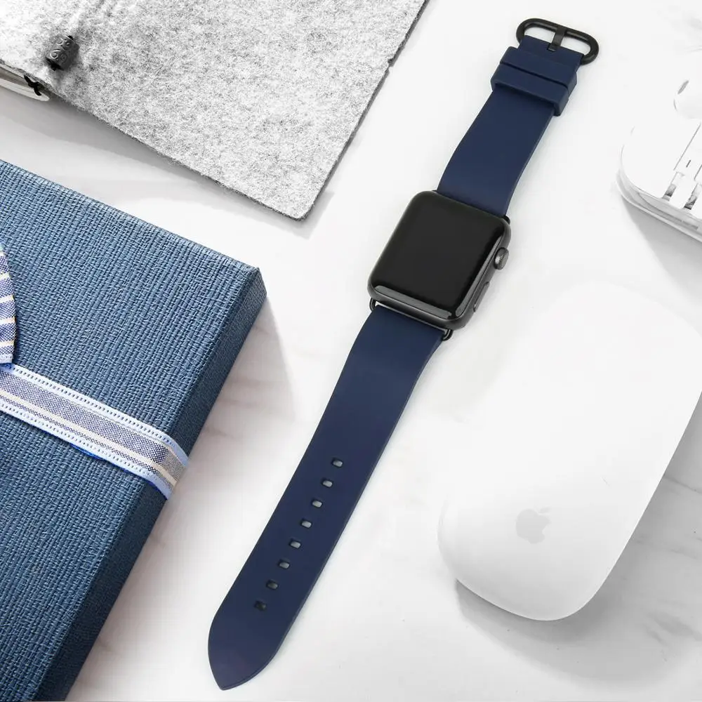 Аксессуары для часов серии 5 4 3 2 1 для Apple Watch полосы 44 мм 42 мм и ремешок для Apple Watch 40 мм 38 мм резиновые Фторуглеродные Ремешки для наручных часов