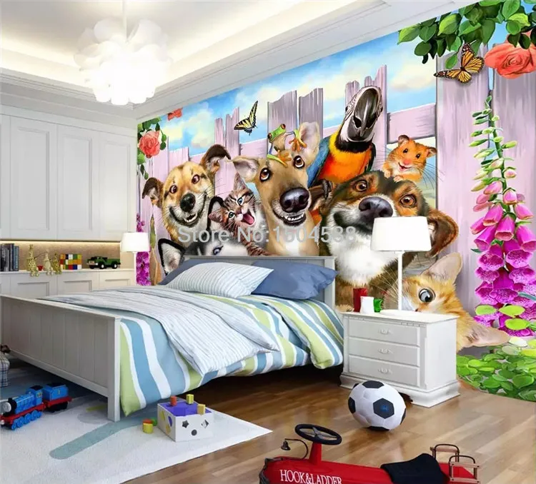 Фотообои 3D мультфильм собака животное фрески детская спальня фон настенная живопись Нетканые Экологически чистые обои