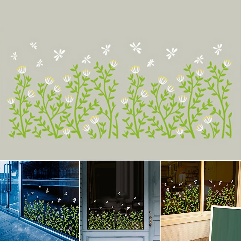 Растительная стеклянная дверь окно наклейка кофейня самоклеющиеся плитки