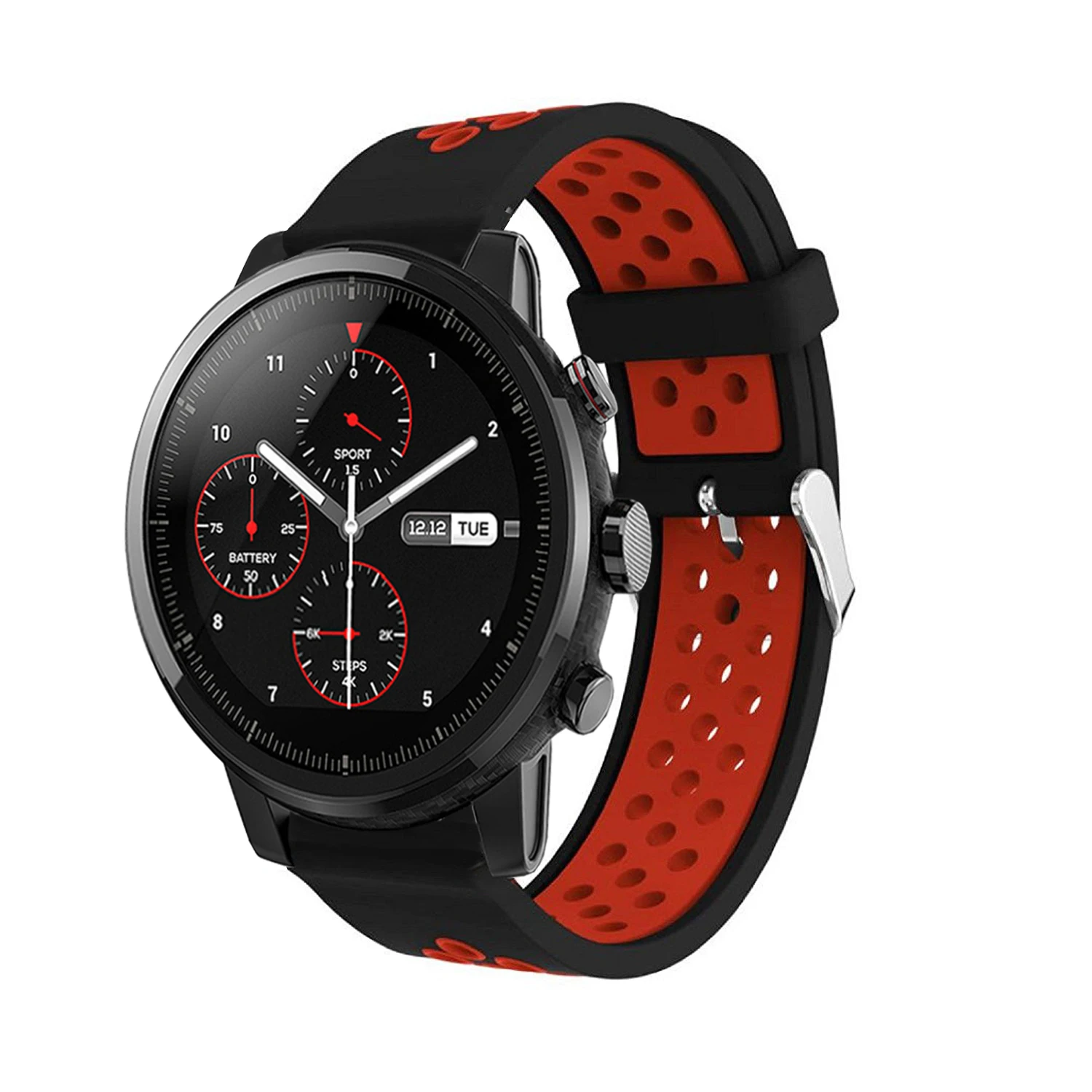 black red 22 мм спортивные силиконовые часы ремешок для Xiaomi Huami Amazfit Strato спортивные часы 2 Смарт часы заменены Пряжка ремешок - Цвет: black red