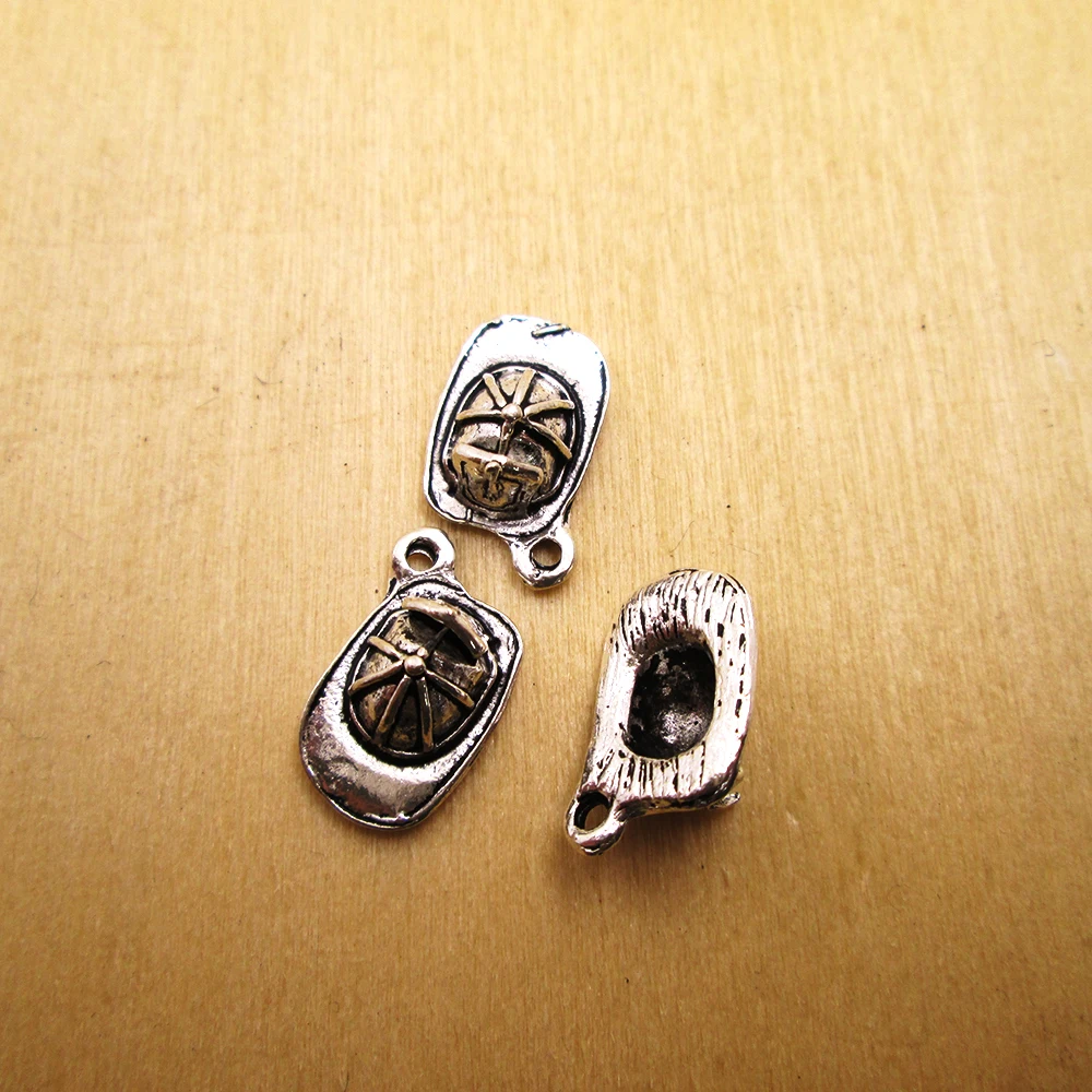 

25pcs-- 19x15mm Fireman Helmet Charms Fireman Helmet Charms pendants DIY necklace/ bracelets charms antique silver tone