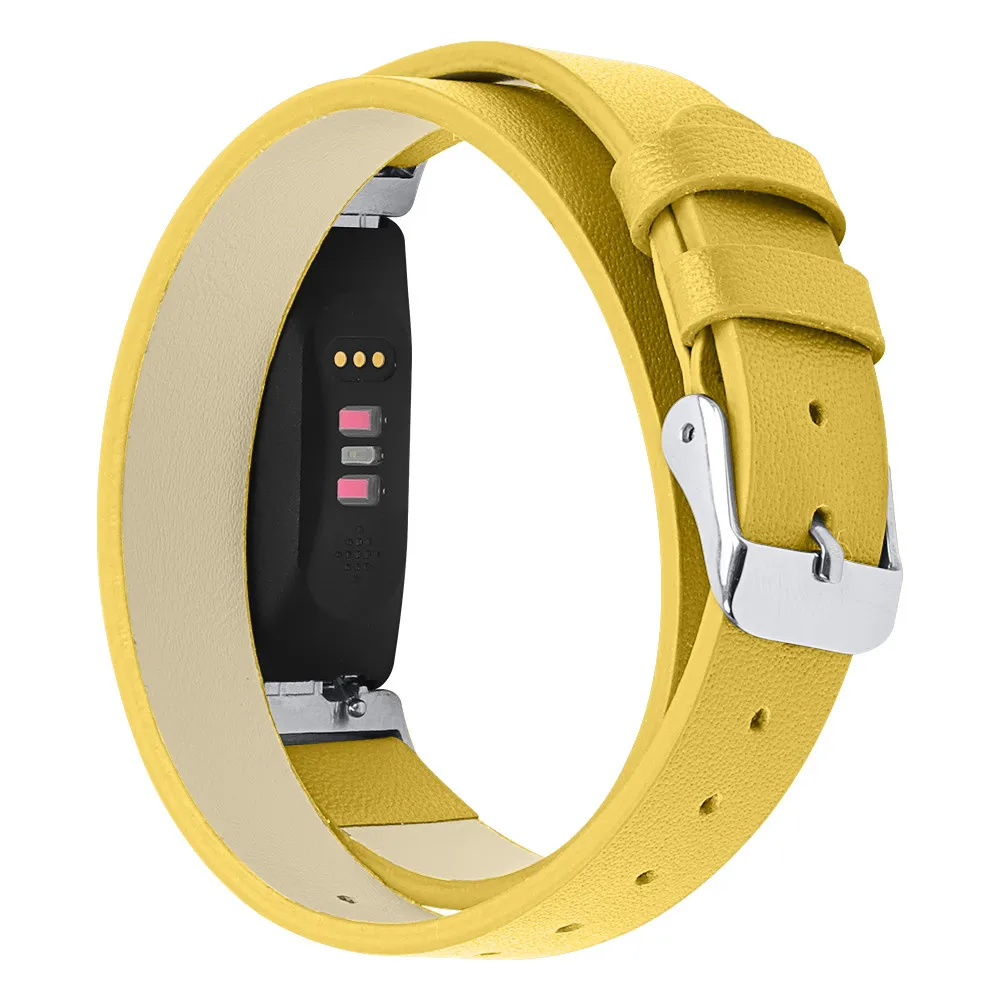 Двойная повязка из натуральной кожи сменный ремешок для Fitbit inspire HR наручный браслет с серебряной пряжкой ремешок для часов