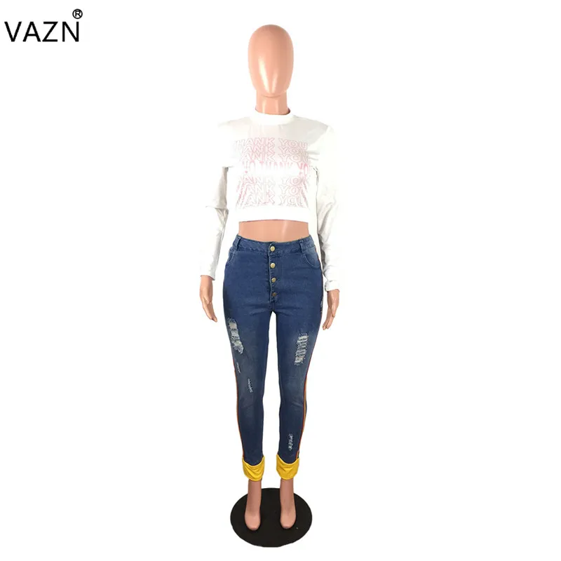 VAZN, Новое поступление, высокая мода, повседневные женские брюки, одноцветные, Джокер, снижение возраста, элегантные, облегающие, джинсовые, длинные, узкие брюки, JLX8902