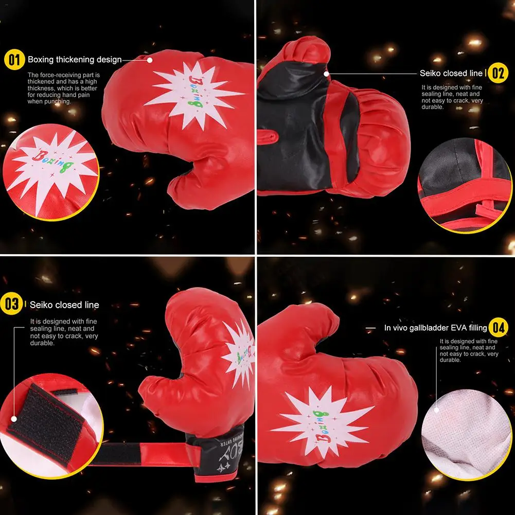 Детские Боксерские перчатки шлем мешок с песком в комплекте Фитнес упражнения