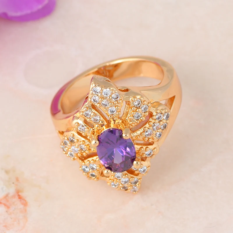 Модное дизайнерское Золотое кольцо с цирконием из никеля и свинца размер США #7 5 #6