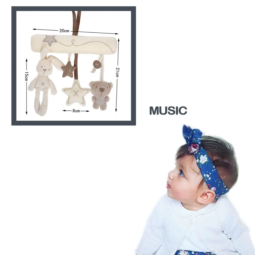 Плюшевый милый кролик звезда для новорожденных музыкальная подвесная кровать