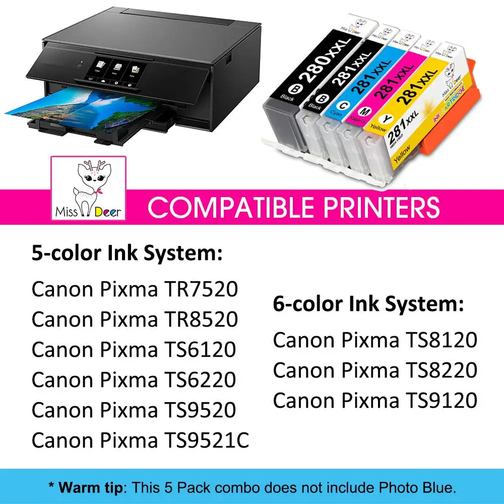 Совместимый картридж с чернилами Замена для Canon PGI 280 CLI 281 Pixma TR7520 TR8520 TS6120 TS6220 TS8120