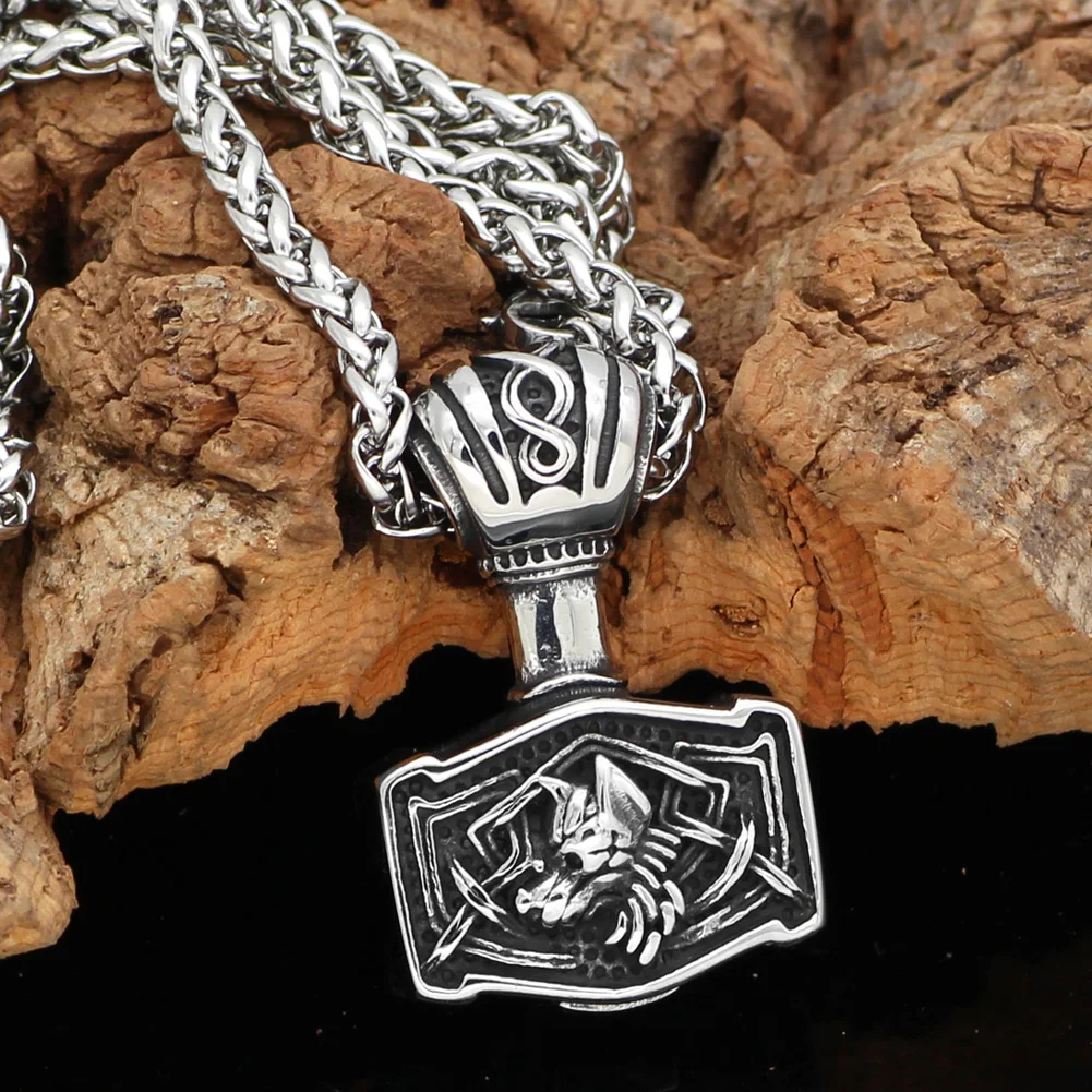 Мужское ожерелье с подвеской из нержавеющей стали Viking скандинавский Молот Тора