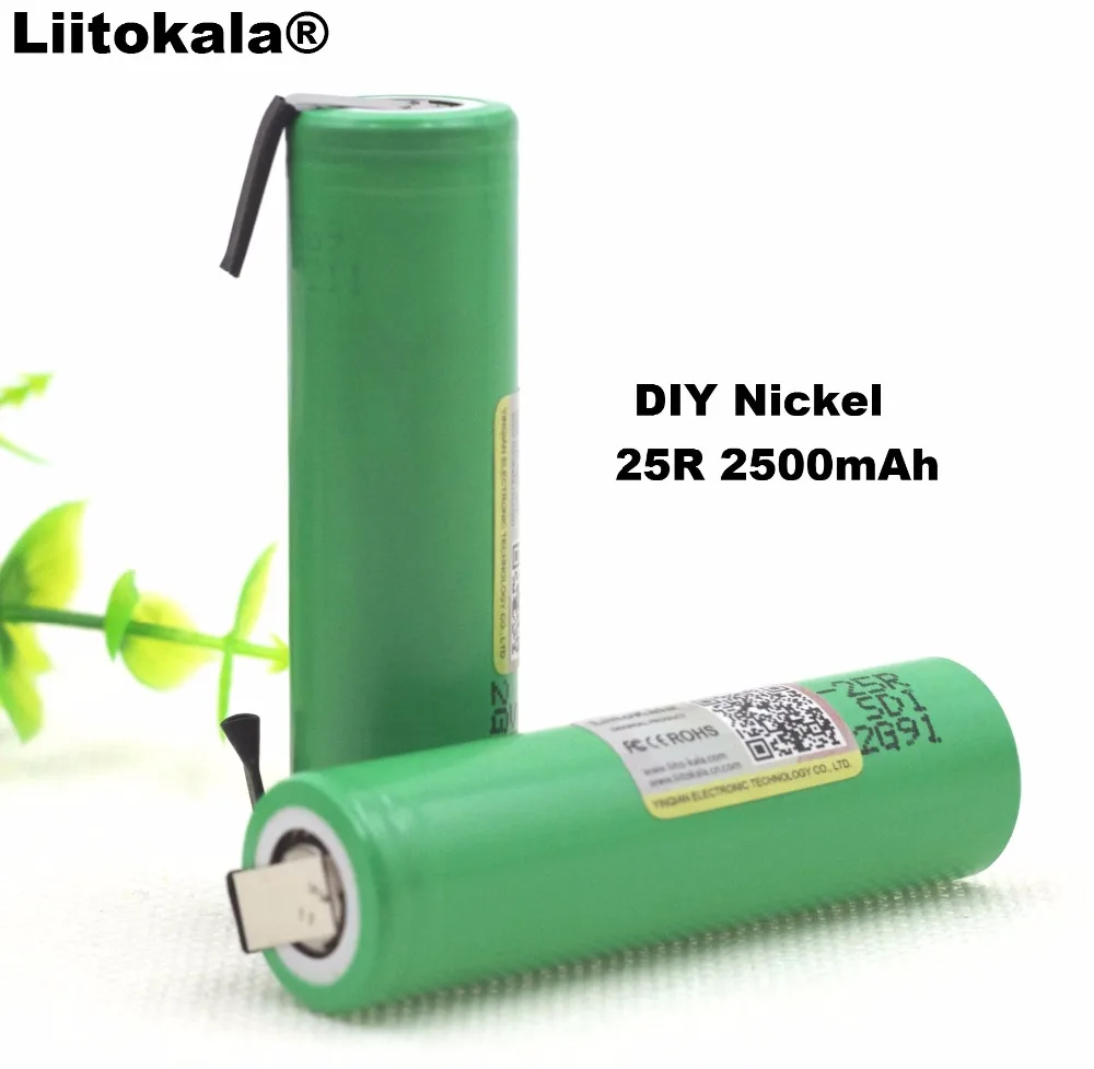 LiitoKala 100% новый перезаряжаемый аккумулятор 18650 2500 мАч 3 6 В разряд 20 А + никелевые
