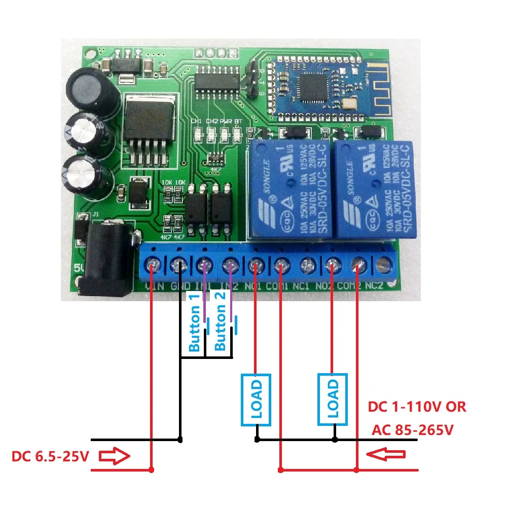 2ch IOS Android Bluetooth реле г 2,4 г RF беспроводной Дистанционное управление переключатель IOT модуль доска