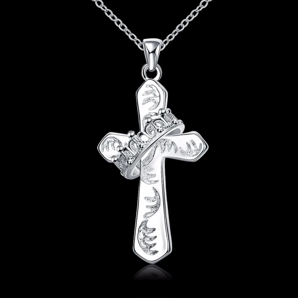 Посеребренные ювелирные изделия элегантный классический крест с короной