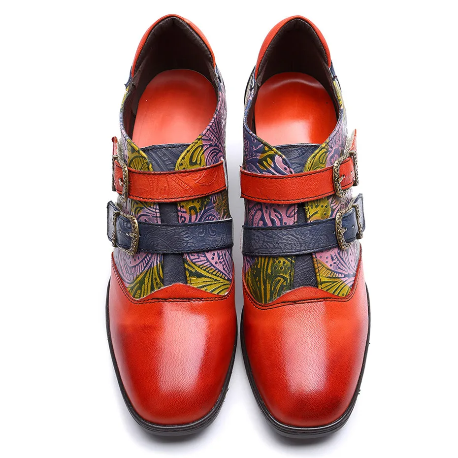 Туфли-лодочки женские из натуральной кожи Винтажная обувь в богемном стиле ретро