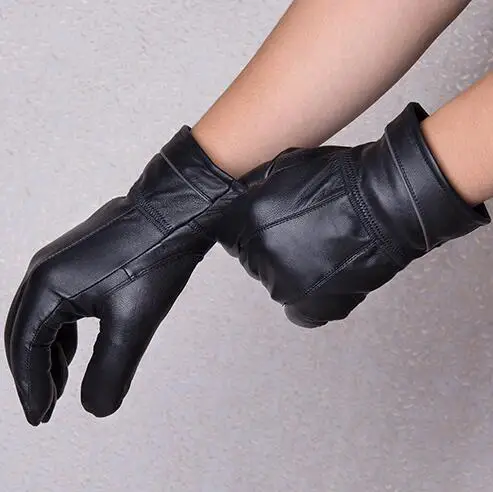 Осенне зимние мужские перчатки из натуральной кожи искусственной овчины|Мужские