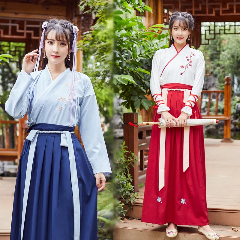 

Ladies Chinese Style Hanfu Dress Traditional Ancient Costume Folk Dance Performance Wear Han Dynasty Classical Dance Clothes