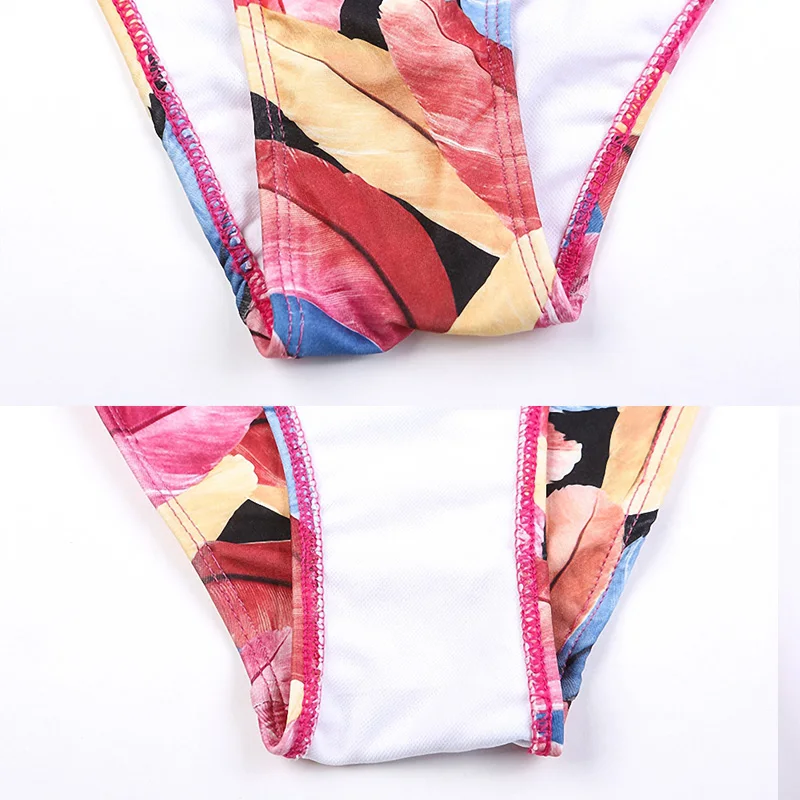 Бразильский купальник бикини 2020 комплект с лямкой на шее и принтом треугольный