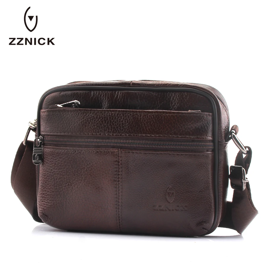 ZZNICK 2018 100%Genuine Cowhide Leather Shoulder Bag Small Messenger Bags Men Travel Crossbody New Fashion Flap |