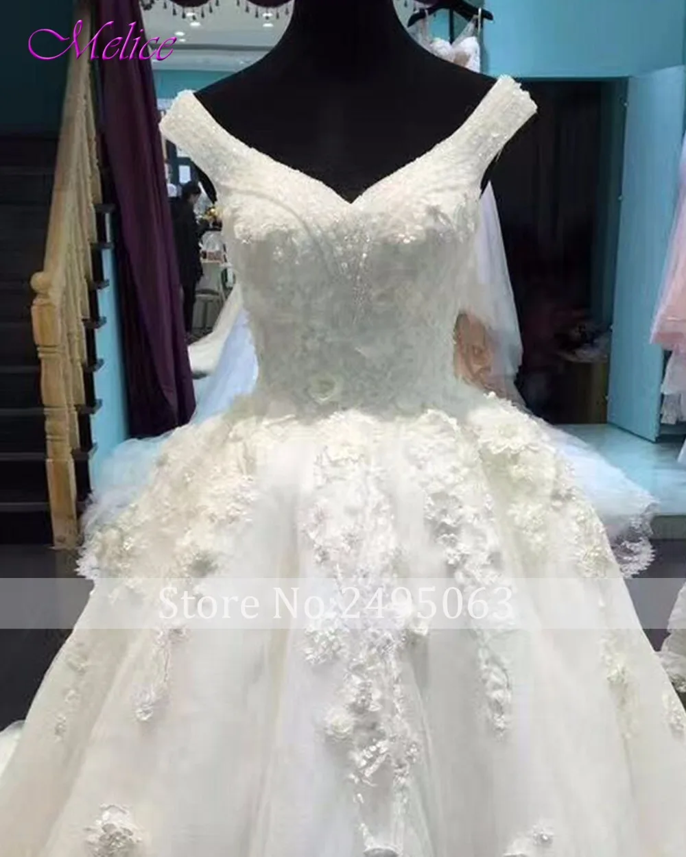 Melice Luxury Beaded Sweetheart Neck Lace Up Ball Gown Wedding Dresses 2020 Appliques Chapel Train Bridal Dress Vestido de Noiva | Свадьбы и