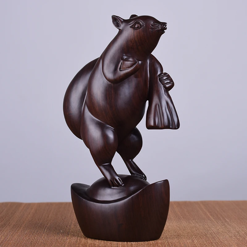 Black Sandalwood Carving Rat Decoration Geomantic Water Drawing Money Animal Living Room Home Jewelry Redwood Crafts | Дом и сад